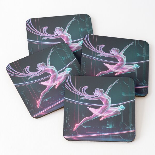 Item preview, Neon dreamscape dancer: futuristic cyber ballet art, glowing urban dance scene designed and sold by FusiTink.