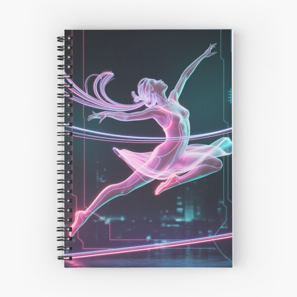 Item preview, Neon dreamscape dancer: futuristic cyber ballet art, glowing urban dance scene designed and sold by FusiTink.