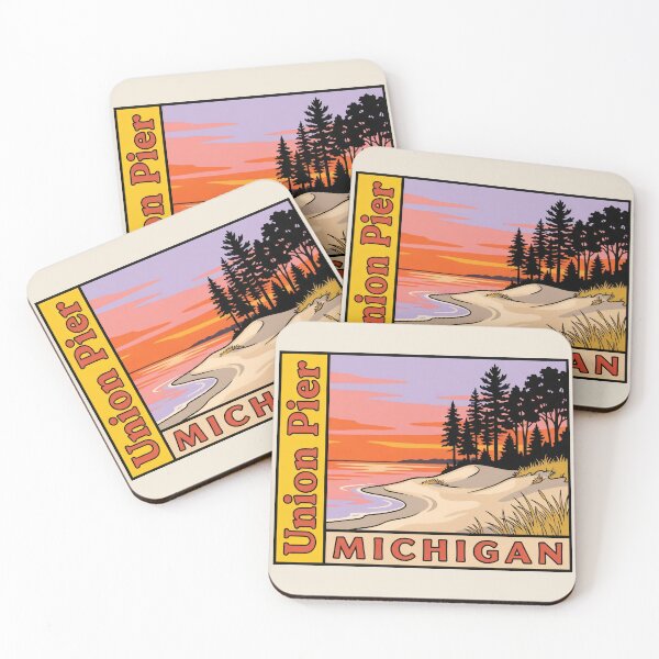 Item preview, Union Pier Michigan - Vintage Lake Michigan Sunset Design designed and sold by TheOldMittenIllustrated.