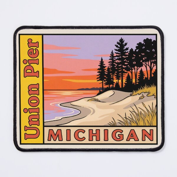 Item preview, Union Pier Michigan - Vintage Lake Michigan Sunset Design designed and sold by TheOldMittenIllustrated.
