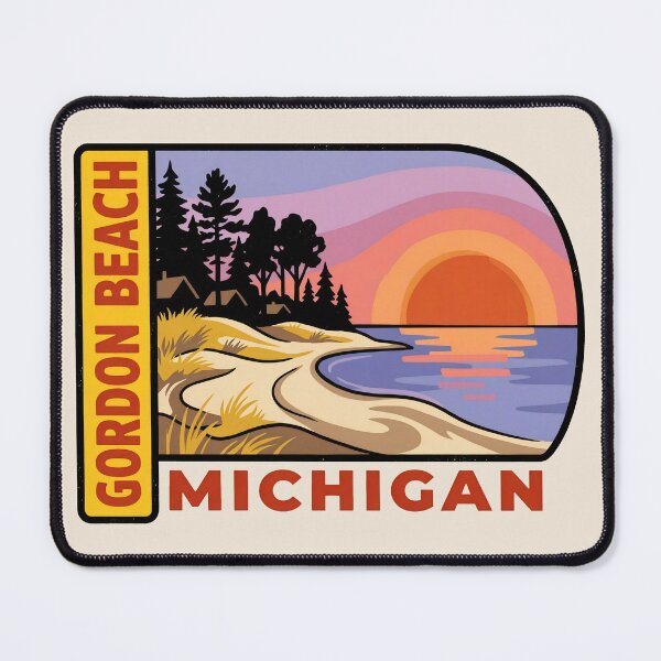 Item preview, Gordon Beach Michigan - Vintage Lake Michigan Sunset Design designed and sold by TheOldMittenIllustrated.