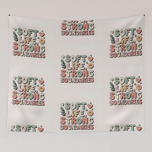 Item preview, Soft Life, Strong Boundaries – Self-Care Mental Health Affirmation designed and sold by BloomAxis.