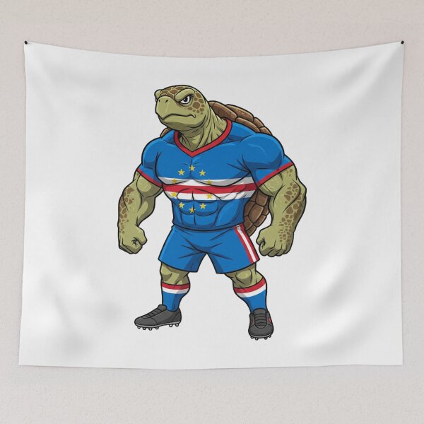 Item preview, Strong Cabo Verde Sea Turtle Football Mascot 2026 designed and sold by ArtByKatti.