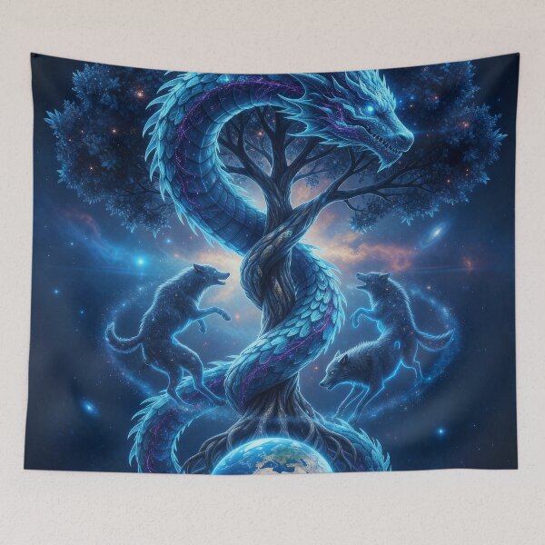 Item preview, Dragons, Wolves, Yggdrasil, Vikings, Planet Earth, Art, AI designed and sold by YggdraFun.