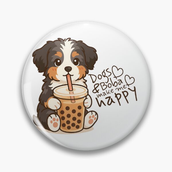 Item preview, Dogs and Boba Make Me Happy - Cute Aussie Doodle & Bernedoodle Puppy designed and sold by Balasan.