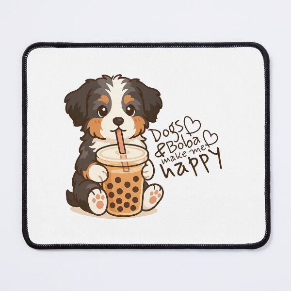 Item preview, Dogs and Boba Make Me Happy - Cute Aussie Doodle & Bernedoodle Puppy designed and sold by Balasan.