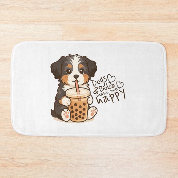 Item preview, Dogs and Boba Make Me Happy - Cute Aussie Doodle & Bernedoodle Puppy designed and sold by Balasan.