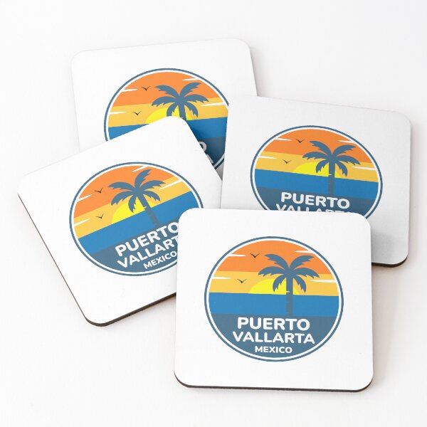 Item preview, Puerto Vallarta Mexico - Retro Sunset Palm Beach Tropical Vacation  designed and sold by Shape Snip Studio.