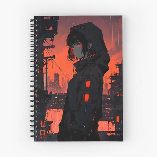 Item preview, ZERO: Monochrome Industrial Sunset Rain Silhouette | Cute Cyberpunk Anime Girl designed and sold by Sytrics.