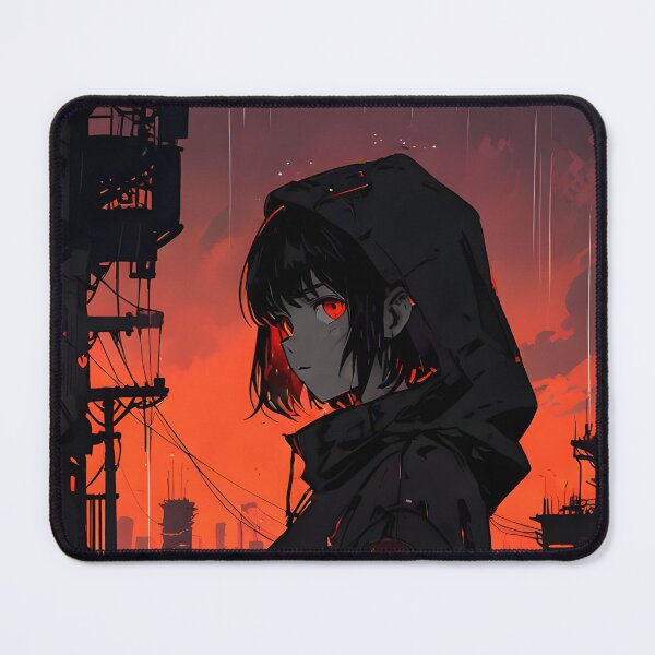 Item preview, ZERO: Monochrome Industrial Sunset Rain Silhouette | Cute Cyberpunk Anime Girl designed and sold by Sytrics.