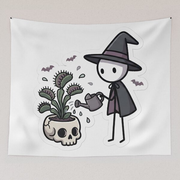 Item preview, Goth Gardener Stickman Spooky Plant Mom Dad Aesthetic Skull Pot designed and sold by StickyGuys.