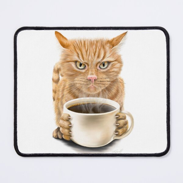 Item preview, Angry orange cat with coffee designed and sold by HollySimental.