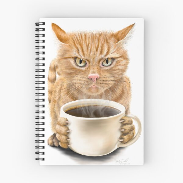 Item preview, Angry orange cat with coffee designed and sold by HollySimental.