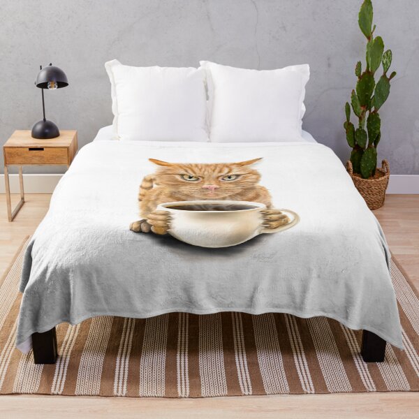 Item preview, Angry orange cat with coffee designed and sold by HollySimental.