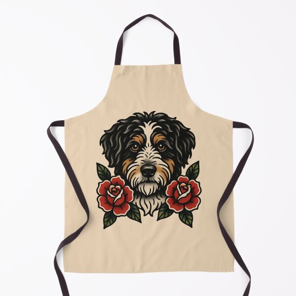 Item preview, Traditional Tattoo Aussie Doodle with Roses - Old School Vintage Dog designed and sold by Balasan.