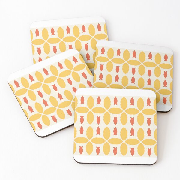 Item preview, Minimalistic floral repeating pattern pink and yellow designed and sold by VitSArt.