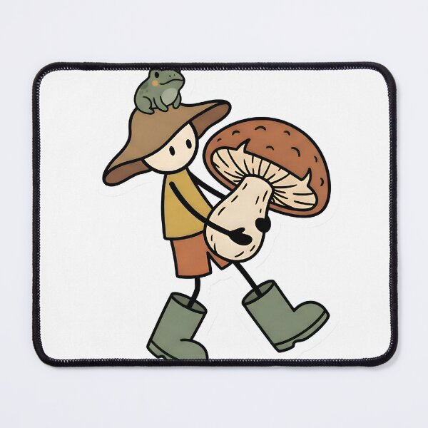 Item preview, Goblincore Stickman Mushroom Forager Cozy Forest Aesthetic Earth Tones designed and sold by StickyGuys.
