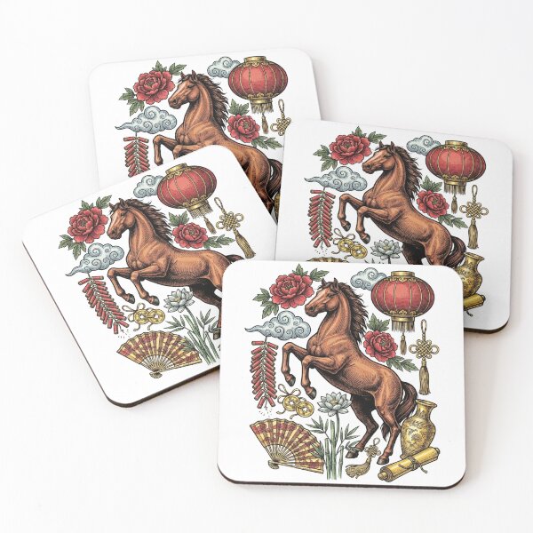 Item preview, 2026 Year of the Fire Horse - Hand-Tinted Chinese Zodiac designed and sold by DigitalGlade.