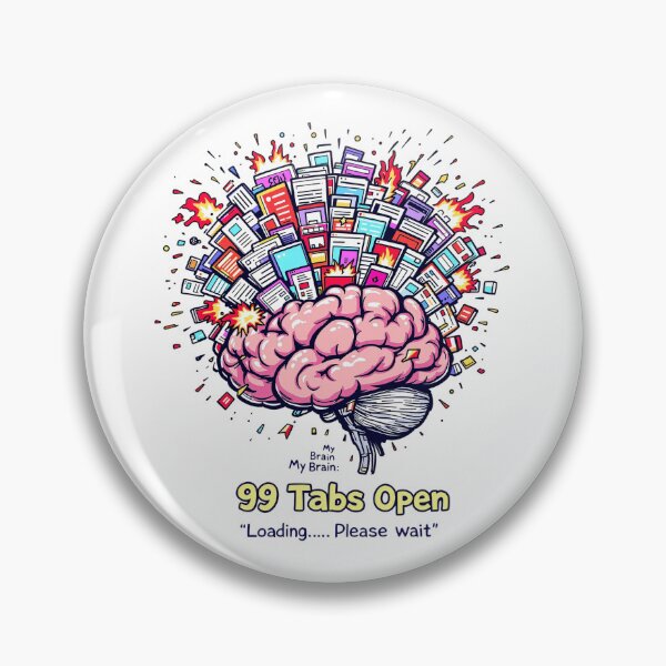 Item preview, Brain Full of Tabs T-Shirt – Funny Mem Cartoon, Procrastination Humor Tee” designed and sold by MagicMicki.