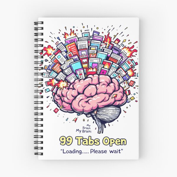Item preview, Brain Full of Tabs T-Shirt – Funny Mem Cartoon, Procrastination Humor Tee” designed and sold by MagicMicki.
