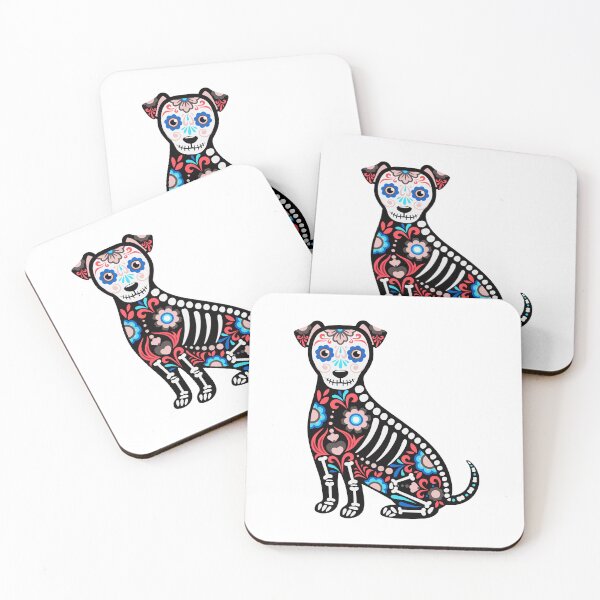 Item preview, Sugar Skull Skeleton Dog – Day of the Dead Folk Art Illustration designed and sold by Horrify.