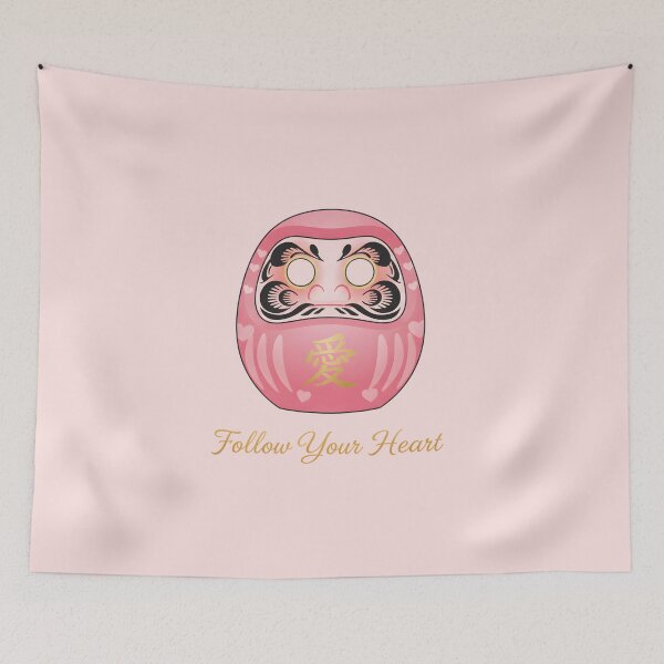 Item preview, Follow Your Heart Pink Daruma Motivational Illustration designed and sold by daila70.