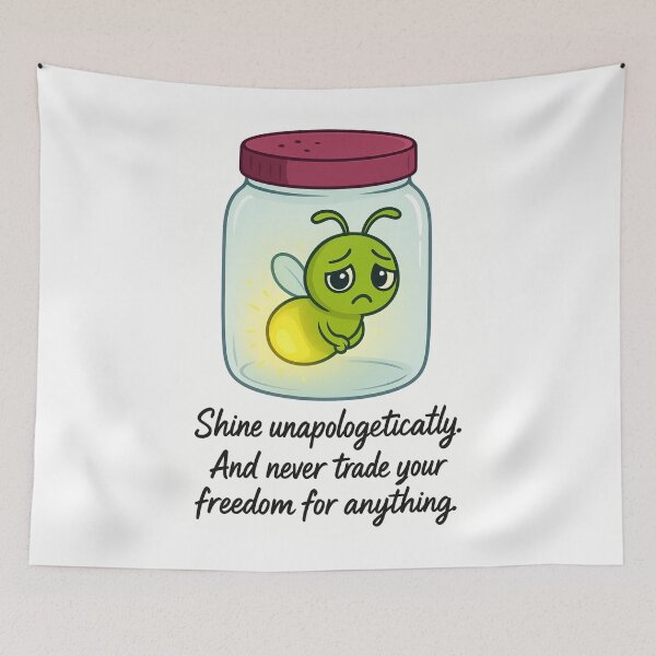 Item preview, Firefly in a Jar – Shine Unapologetically Freedom Quote Illustration designed and sold by @majovegana.