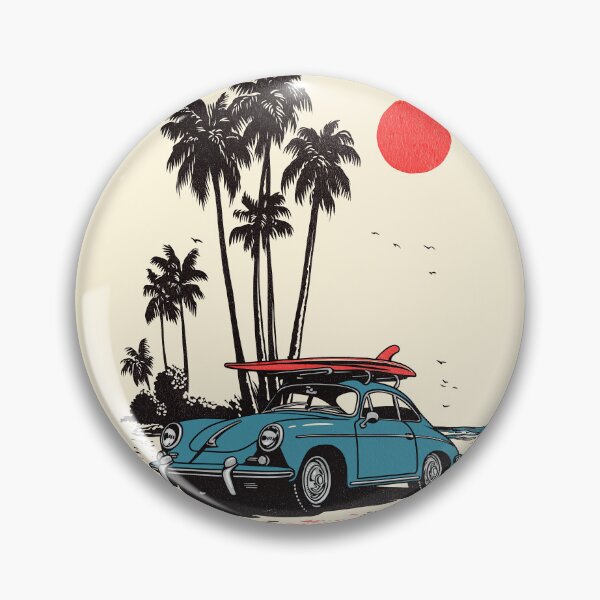 Item preview, Vintage Blue 356 beach surf print illustration designed and sold by blackdogshop.