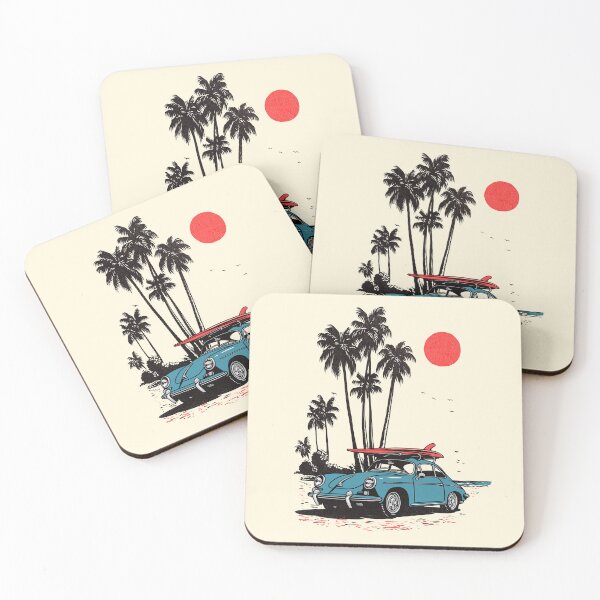 Item preview, Vintage Blue 356 beach surf print illustration designed and sold by blackdogshop.
