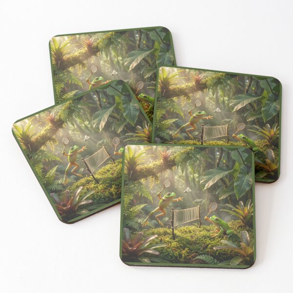 Item preview, Frogs Play Badminton in the Rainforest designed and sold by Tridentulus.