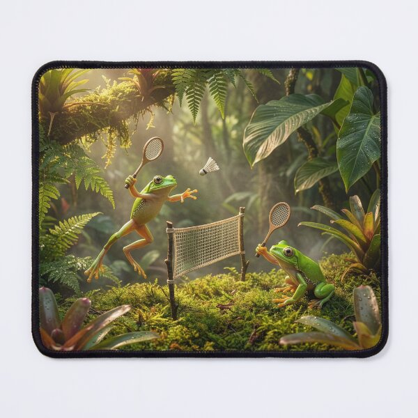 Item preview, Frogs Play Badminton in the Rainforest designed and sold by Tridentulus.