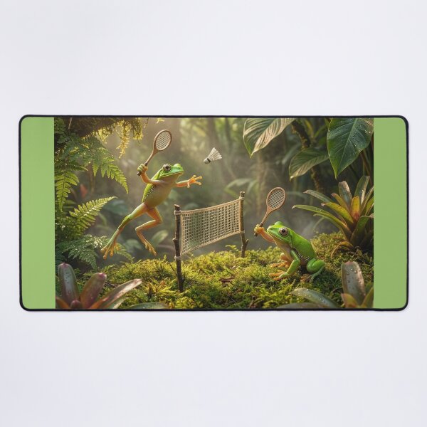Item preview, Frogs Play Badminton in the Rainforest designed and sold by Tridentulus.