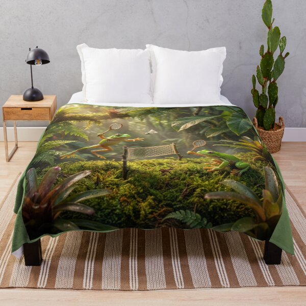 Item preview, Frogs Play Badminton in the Rainforest designed and sold by Tridentulus.