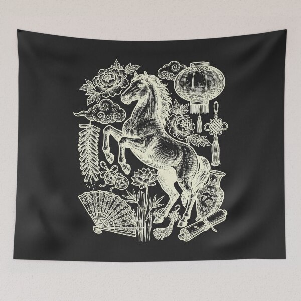 Item preview, Aesthetic Year of the Horse 2026 - Cream Line Art designed and sold by DigitalGlade.