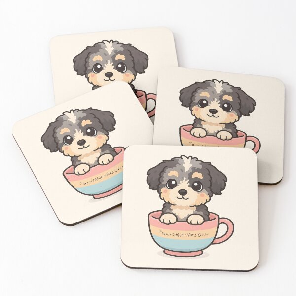 Item preview, Paw-sitive Vibes Only Cute Aussie Doodle in Teacup designed and sold by Balasan.