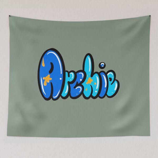Item preview, Archie name in blue and yellow graffiti calligraphy Top 10 best personalized gifts for boys and men named Archie designed and sold by Artonmytee.