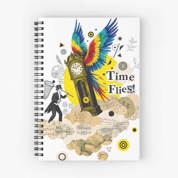 Item preview, Victorian Clock with Macaw Wings Surreal Collage designed and sold by MakingArtDesign.