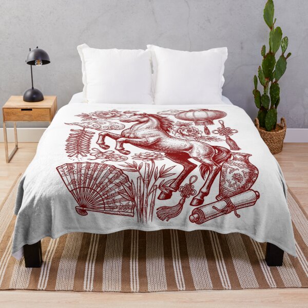 Item preview, Lucky Red Year of the Horse 2026 - Vintage Woodcut designed and sold by DigitalGlade.