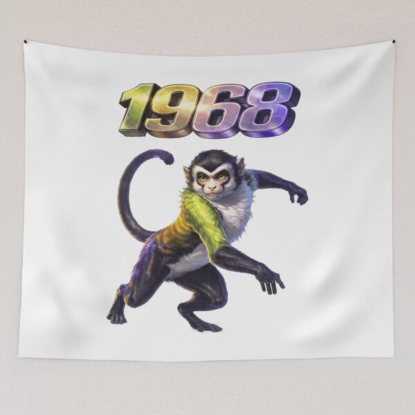 Item preview, 1968YearoftheMonkeyEasternZodiacIntelligenceDesign designed and sold by AlexLineArt.