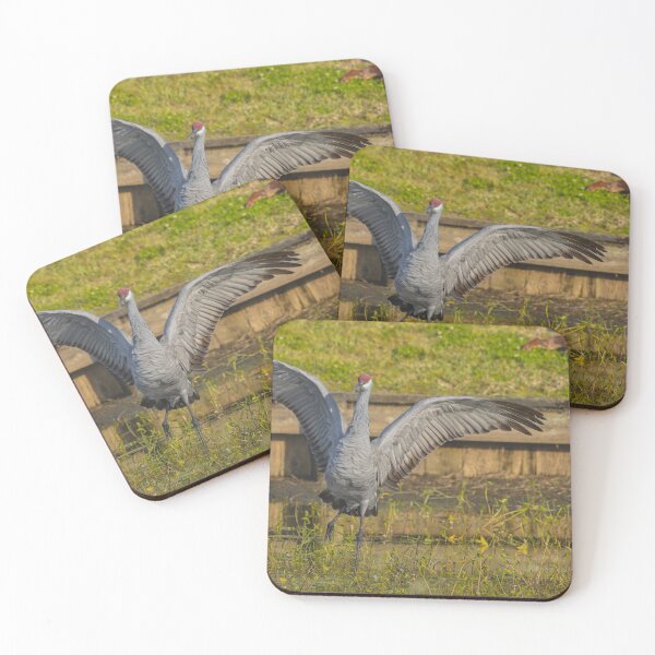 Item preview, A solo sandhill crane stands with its wings spread wide, creating a powerful and striking display designed and sold by EyezWatchin.
