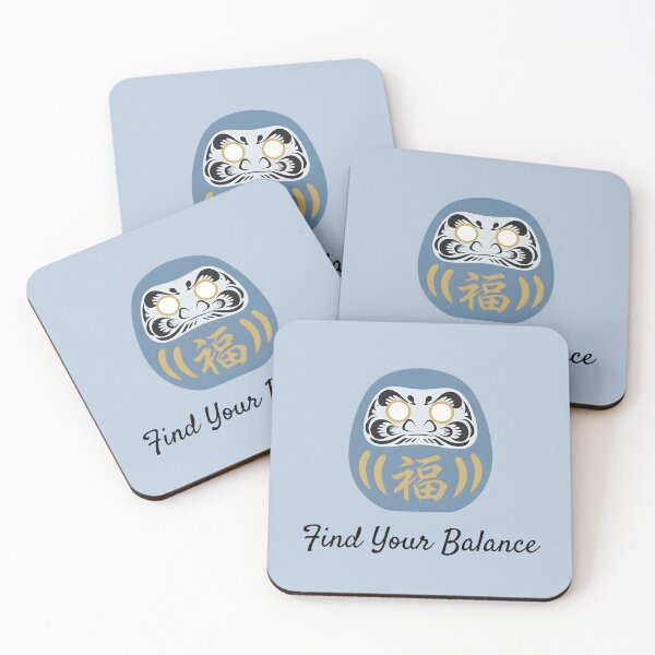 Item preview, Find Your Balance Blue Daruma Motivational Illustration designed and sold by daila70.