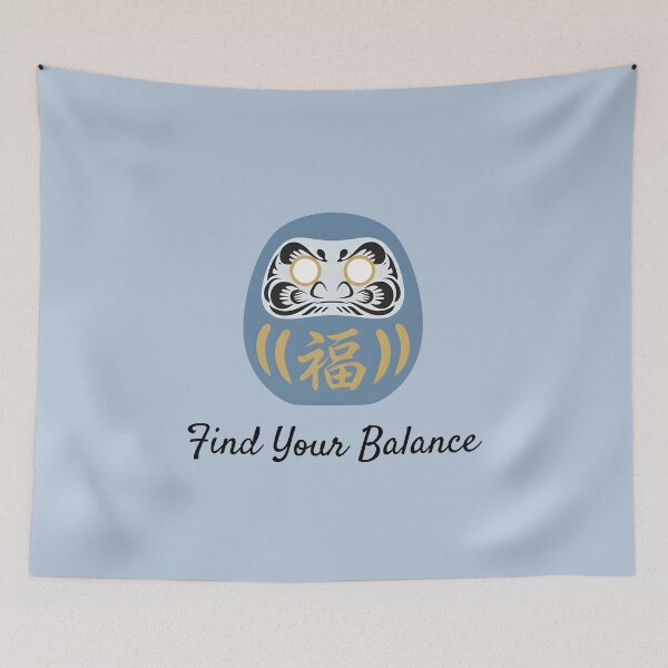 Item preview, Find Your Balance Blue Daruma Motivational Illustration designed and sold by daila70.
