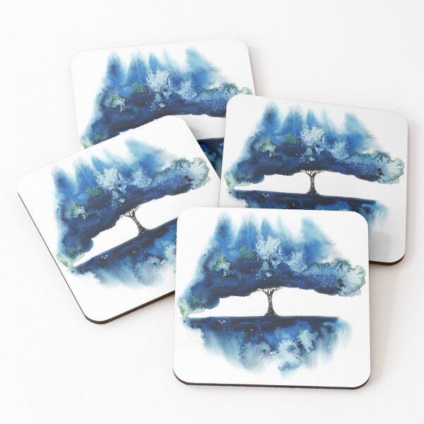 Item preview, Blue watercolor tree with reflection designed and sold by VitSArt.