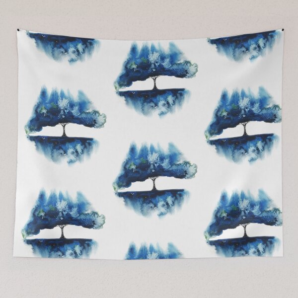 Item preview, Blue watercolor tree with reflection designed and sold by VitSArt.