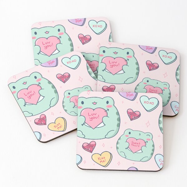 Item preview, Cute Valentine's Day Frog with Candy Hearts designed and sold by ShyHomebodyClub.