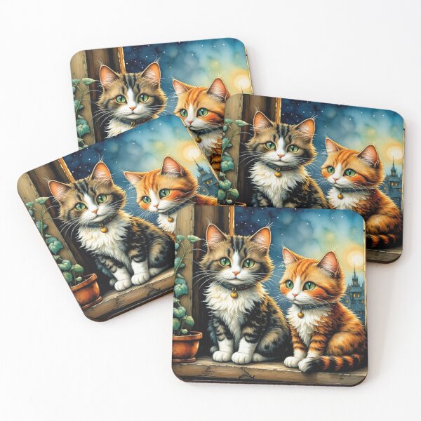 Item preview, Watercolor Kittens by the Window designed and sold by Beyond The Canvas.