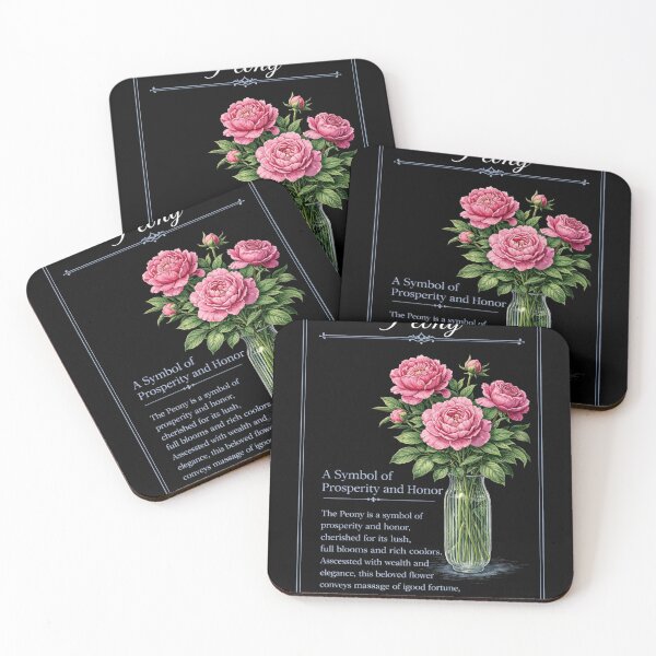 Item preview, Peony Botanical Print, Vintage Floral Illustration, Prosperity and Honor on Black designed and sold by Prayful.