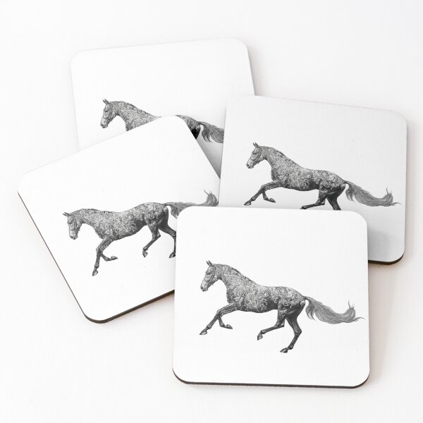 Item preview, Black and white running horse designed and sold by MendaciousMina.