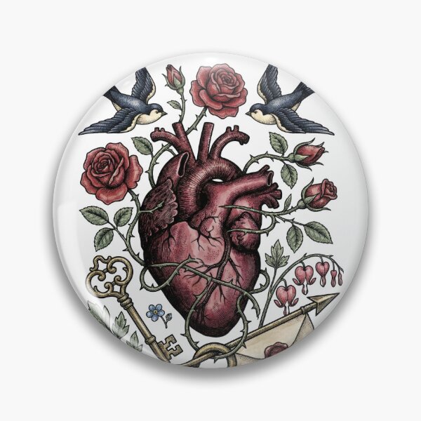 Item preview, Anatomical Romance in Color - Hand-Tinted Heart & Swallows designed and sold by DigitalGlade.