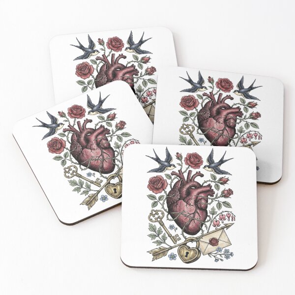 Item preview, Anatomical Romance in Color - Hand-Tinted Heart & Swallows designed and sold by DigitalGlade.